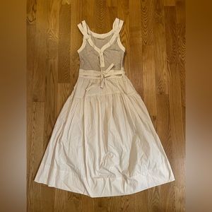 ULLA JOHNSON
Lilith Rib Poplin Combo Midi Dress in Ivory size 0. Brand new.